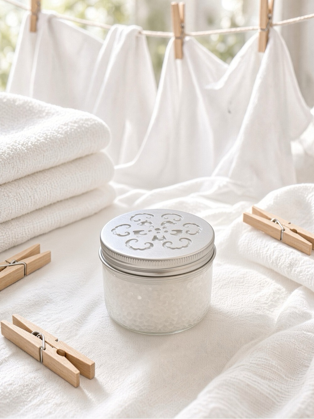 (1) Fresh Linen Odor Eliminator Aroma Bead Jar | Litter Trash Closet Bath